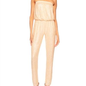 Sequin Tube Jumpsuit in Oatmilk gerötet