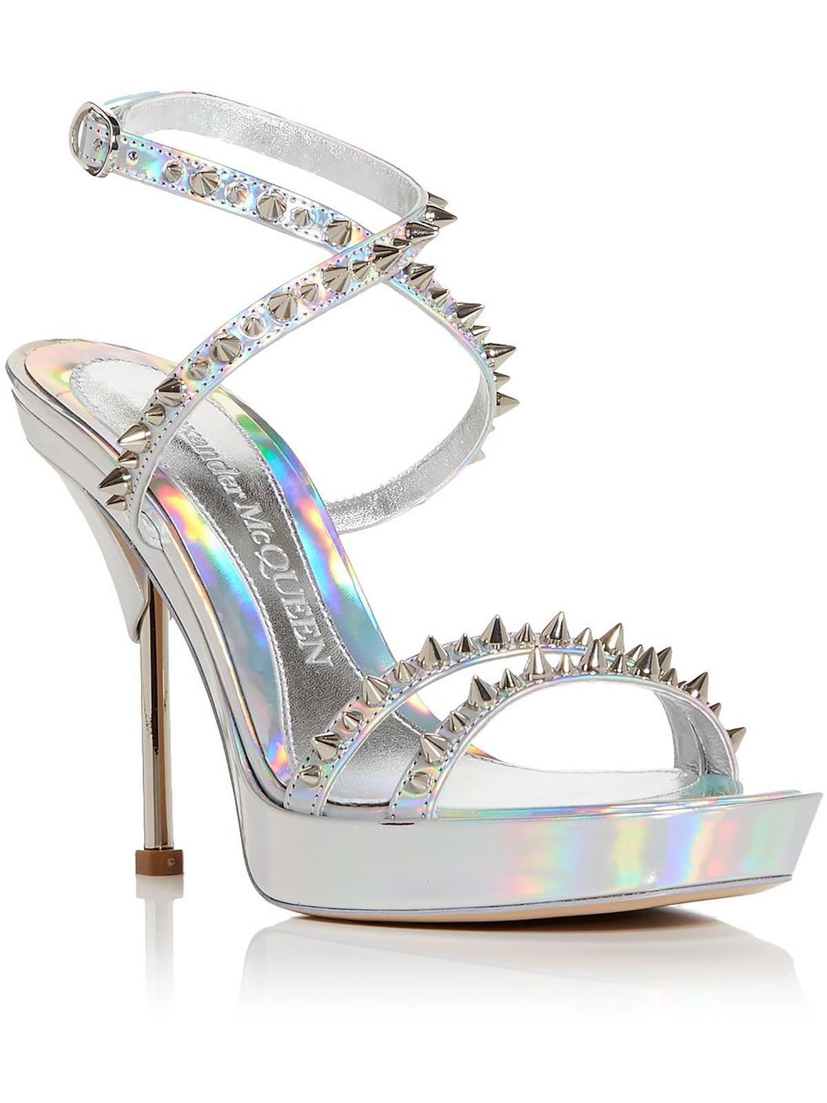 Punk Damen Slip auf Leder Plateausandalen