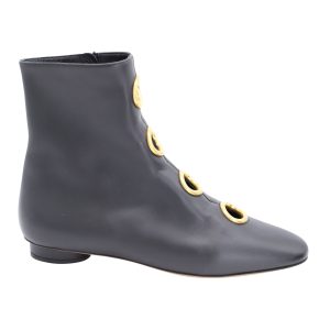 Valentino Öse verzierte Stiefel aus schwarzem Leder