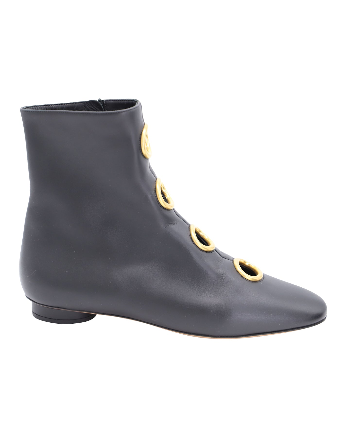 Valentino Öse verzierte Stiefel aus schwarzem Leder