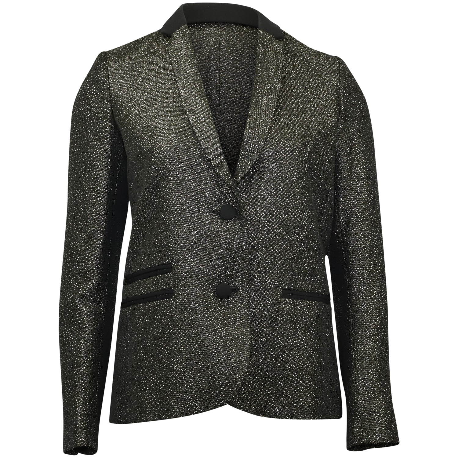 Zadig & Voltaire Vedax Dore Strukturierter Metallic Blazer aus schwarzem Acryl