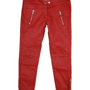 Isabel Marant x H&M Waxed Biker Jeans aus roter Baumwolle 7748654923836
