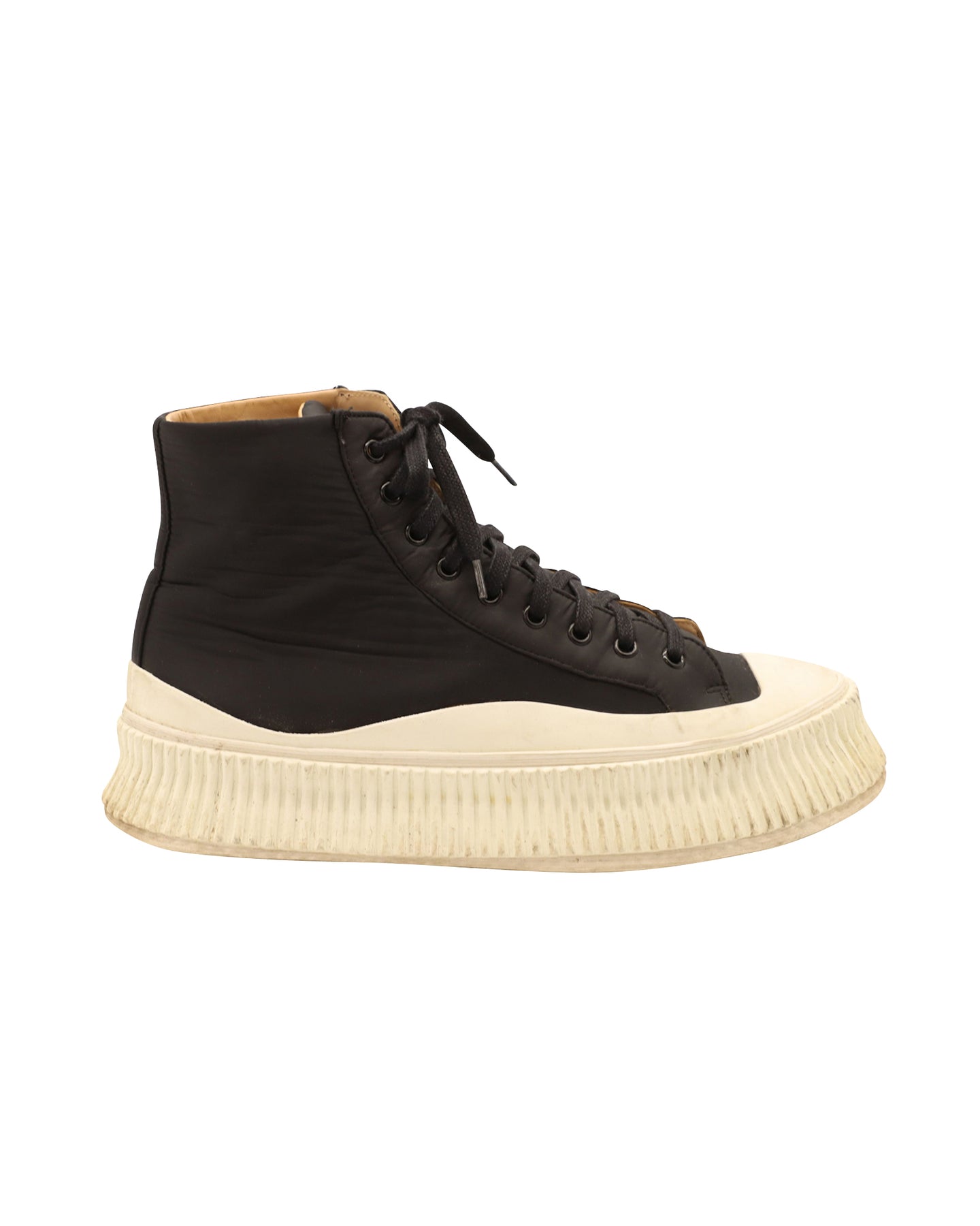 Jil Sander Vulcanisierte High-Top Sneaker aus schwarzem Canvas