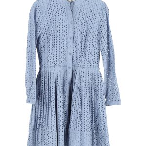 Michael Michael Kors Daisy Lochstickerei Minikleid aus hellblauer Baumwolle 7748652662844