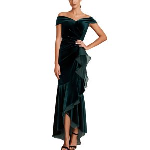 Velvet Off-The-Shoulder Abendkleid