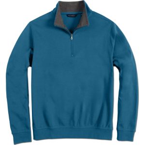 Pima Interlock Zip Mock, dunkles Teal