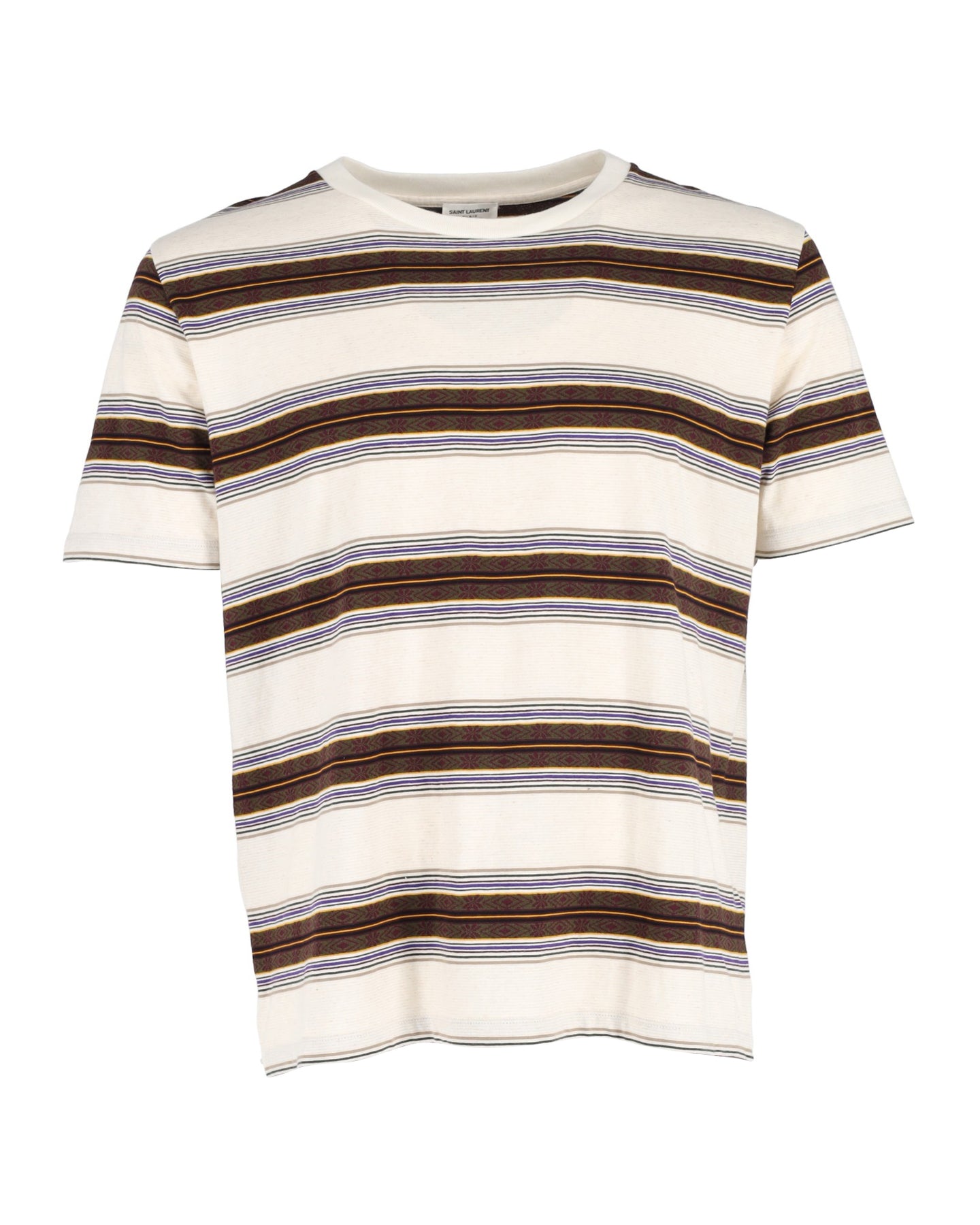 Saint Laurent Gestreiftes T-Shirt aus brauner Baumwolle