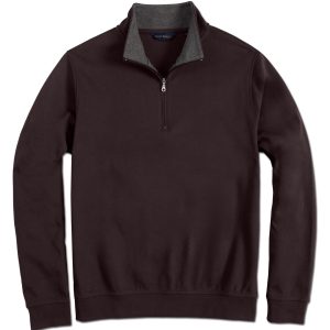 Pima Interlock Zip Mock, dunkle Schokolade