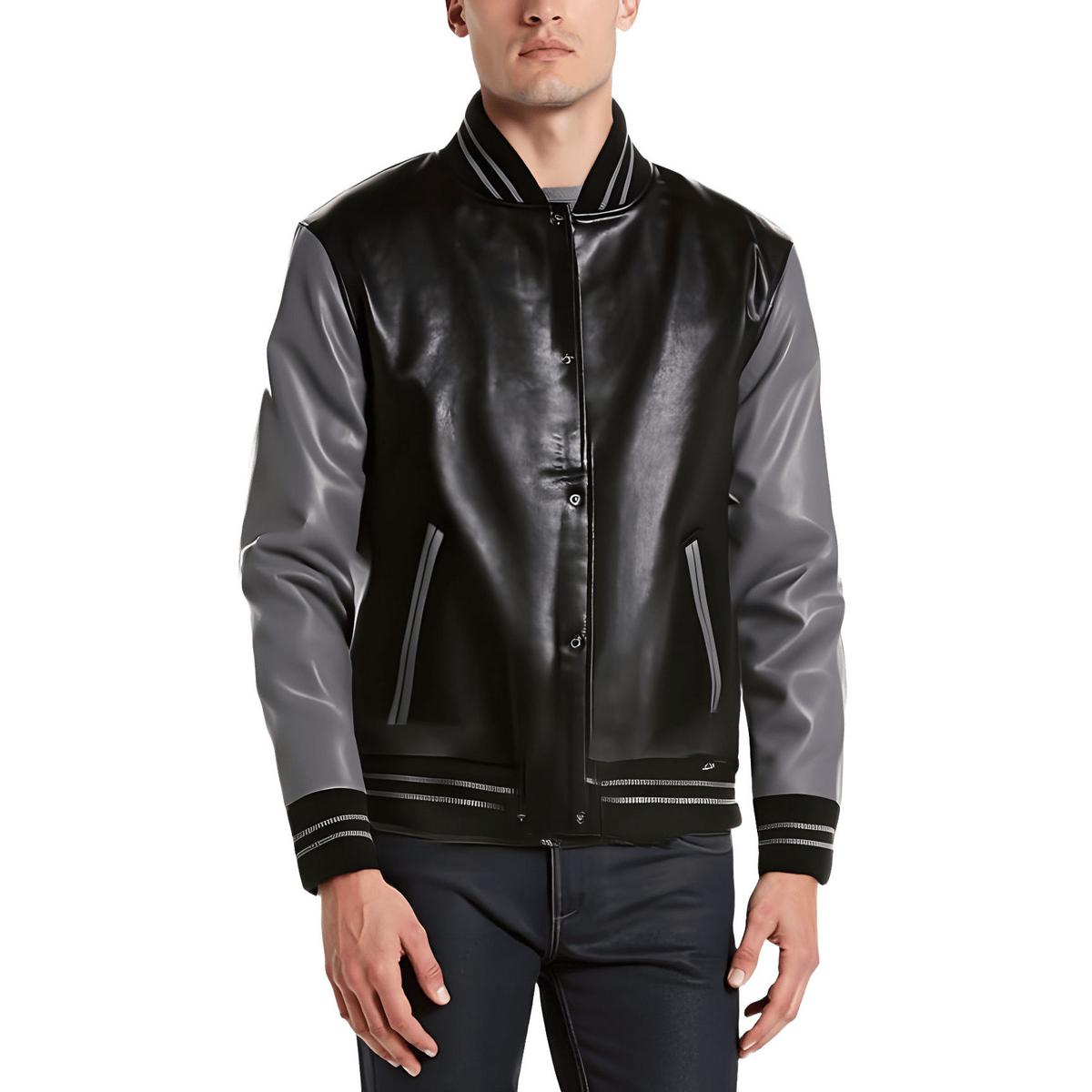 Contrast Besatz Kunstlederjacke