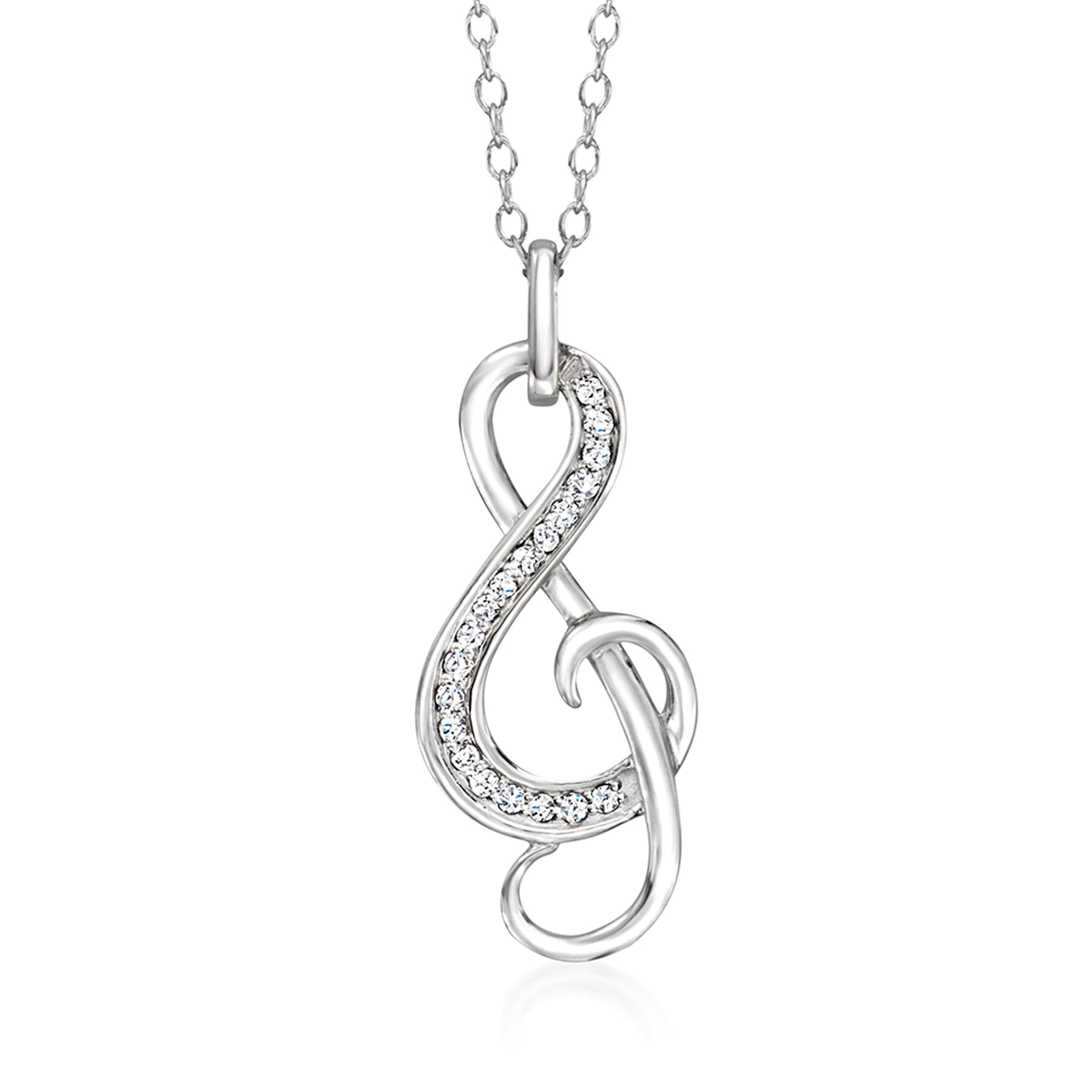 Ross-Simons Diamant Treble Clef Anhänger Halskette in Sterling Silber. 18 Zoll