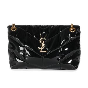 Saint Laurent schwarz gestepptes Patent kleiner lou Puffer Kettenbeutel 7748672028732