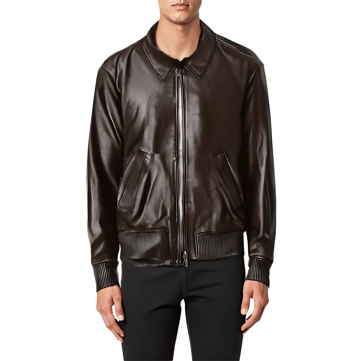 Lederjacke aus Leder mit Rippenmuster