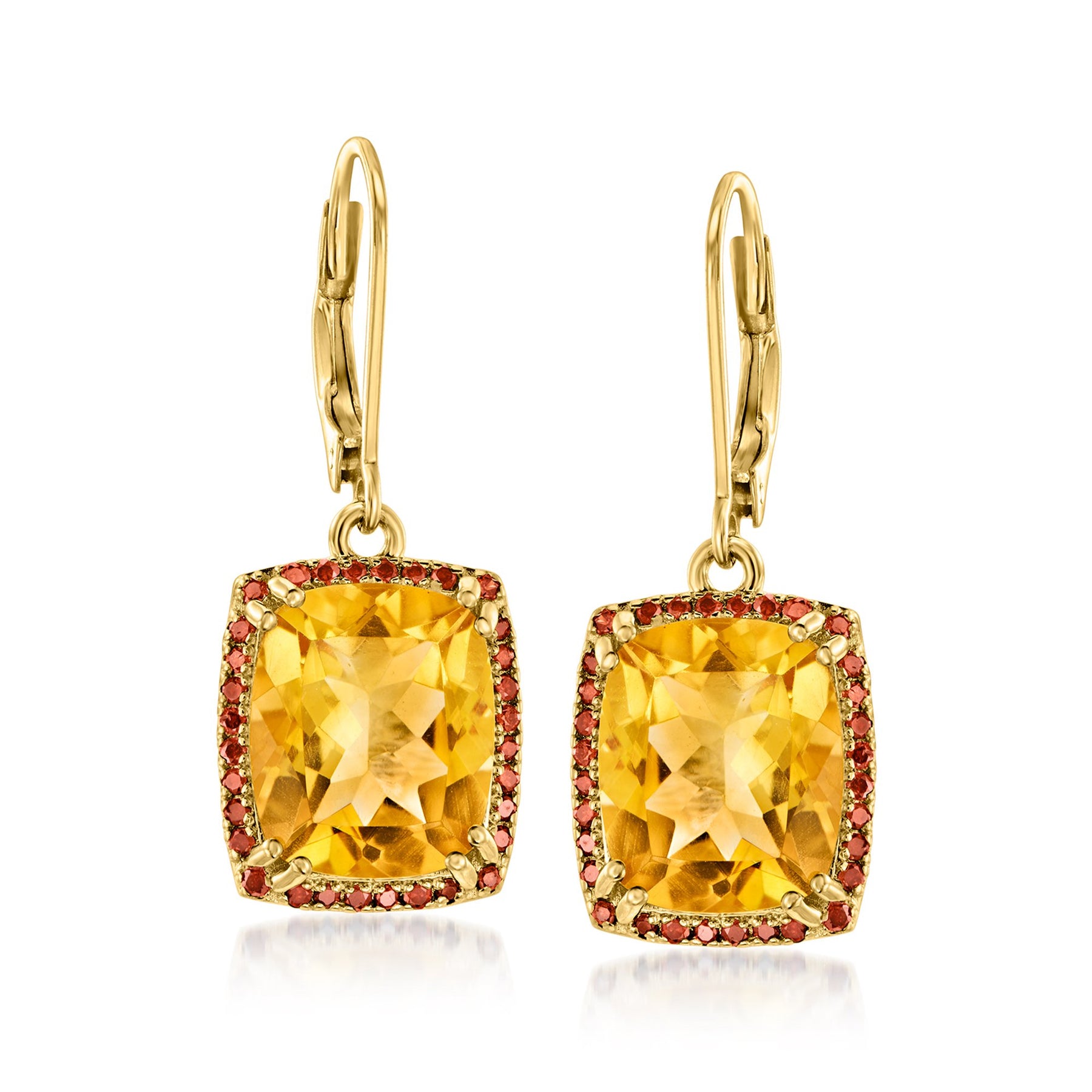 Ross-Simons Citrin und Rot Diamant Ohrringe in 18kt Gold über Sterling