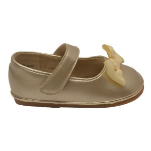 kleine Mädchen Gold Patent Grosgrain Schleifendetail Mary Jane Schuhe 5-7 Kleinkinder