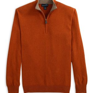 12GG-Pullover aus Baumwolle und Kaschmir mit Viertelreißverschluss in Spice