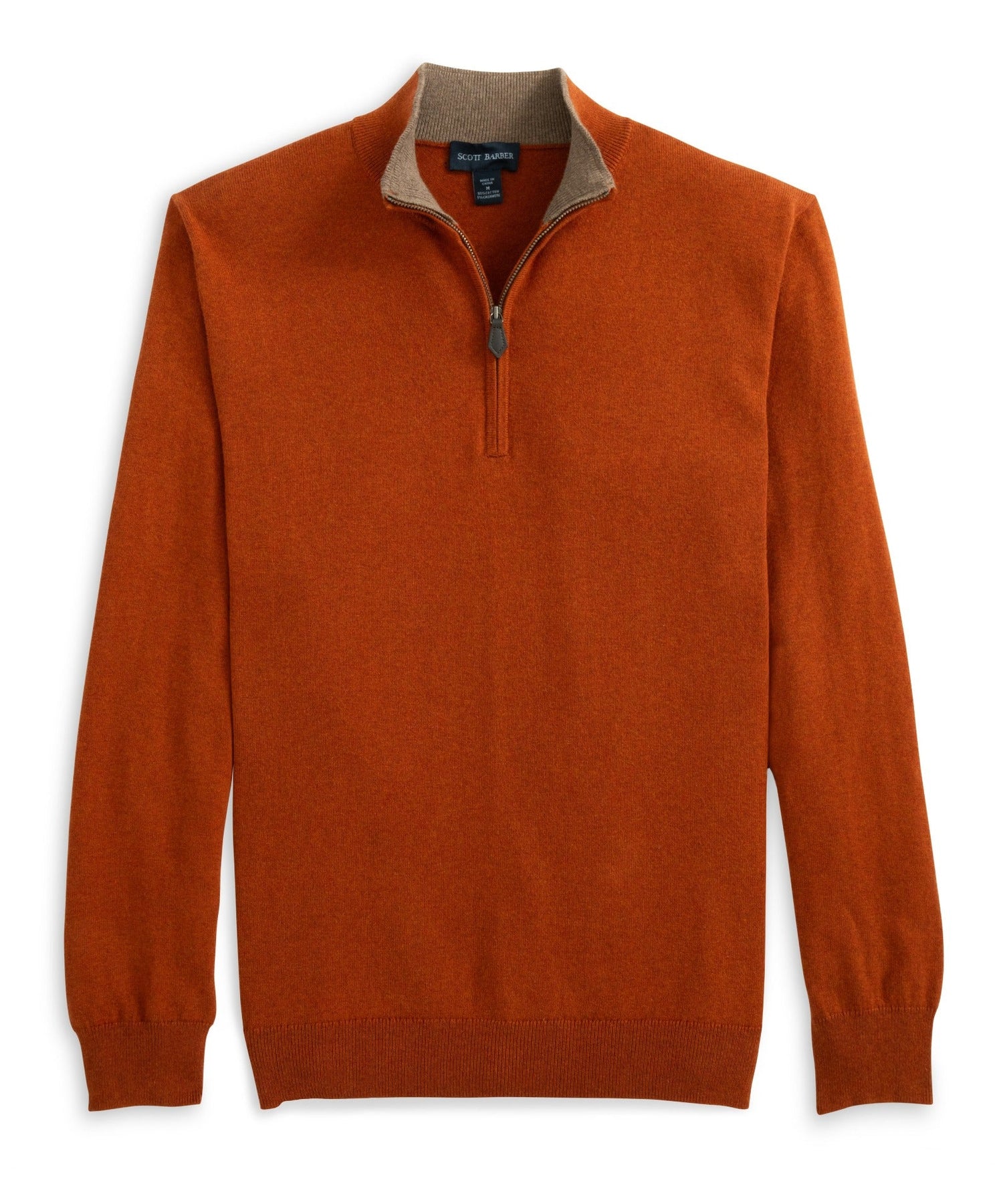 12GG-Pullover aus Baumwolle und Kaschmir mit Viertelreißverschluss in Spice