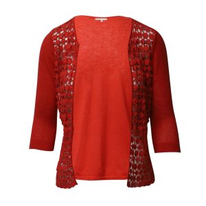 Maje Crocheted Strickjacke aus roter Baumwolle