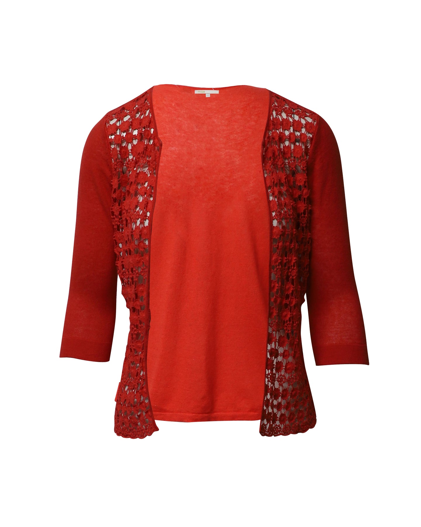 Maje Gehäkelte Strickjacke aus roter Baumwolle