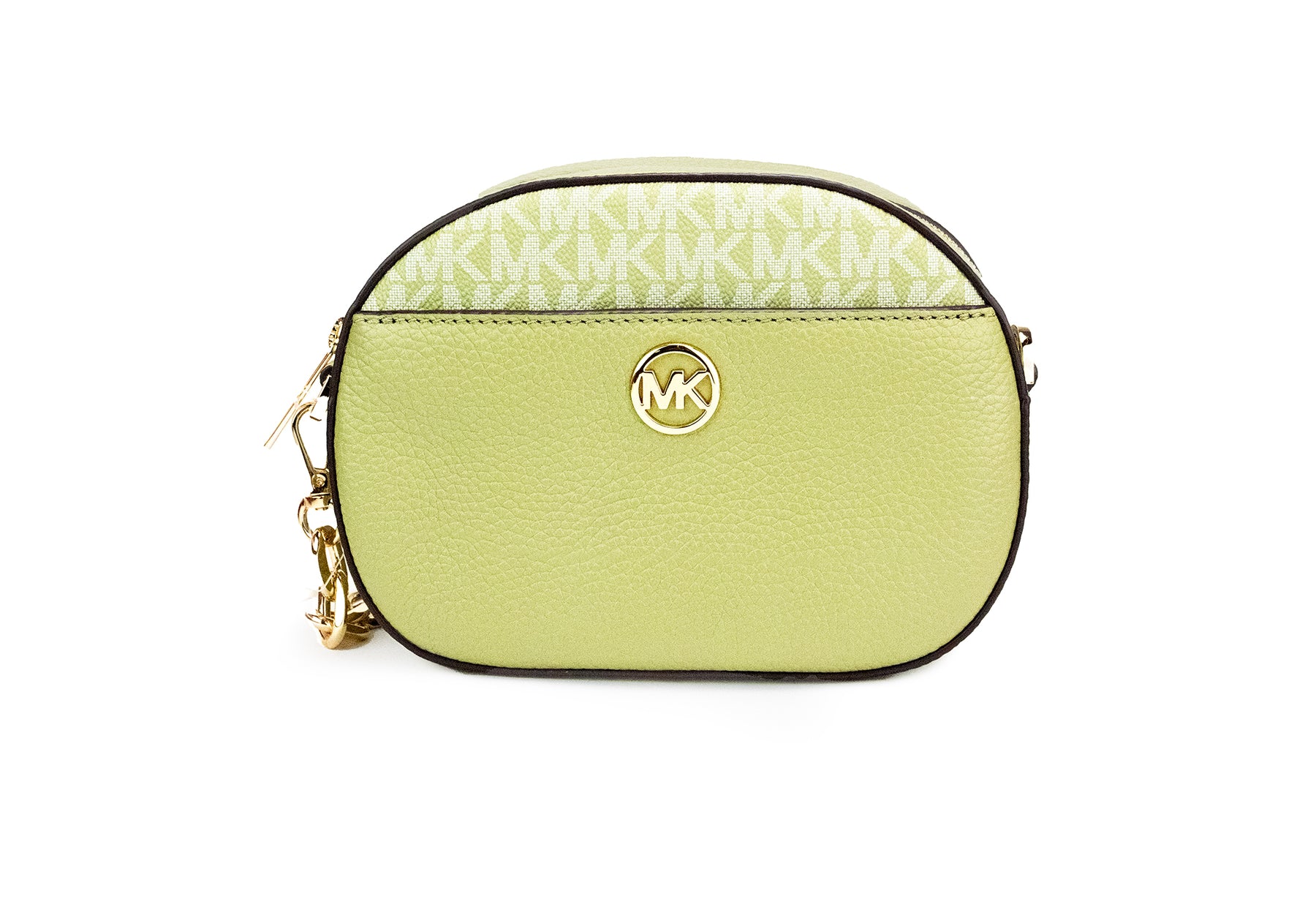 Michael Kors Jet Set Glam Sage Leder-Fronttasche, ovale Umhängetasche für Damen