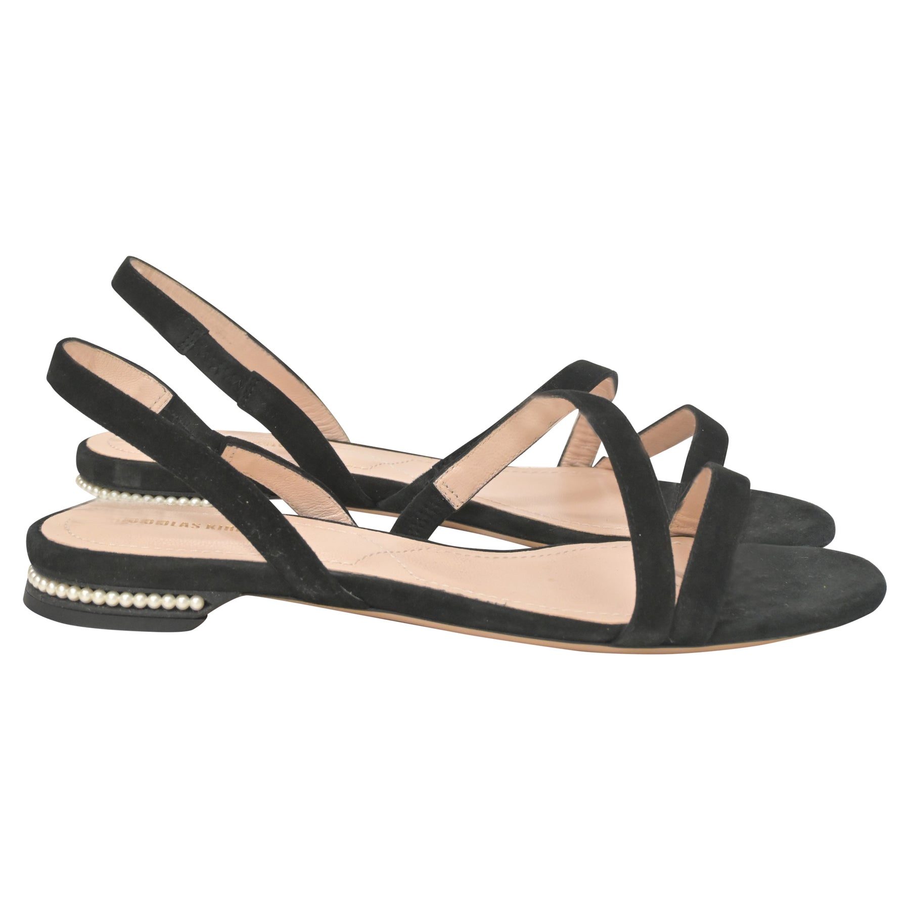 Nicholas Kirkwood Sandalen mit Perlenabsatz aus schwarzem Wildleder