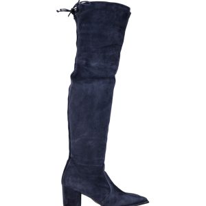 Stuart Weitzman Tieland Kniestiefel aus marineblauem Wildleder