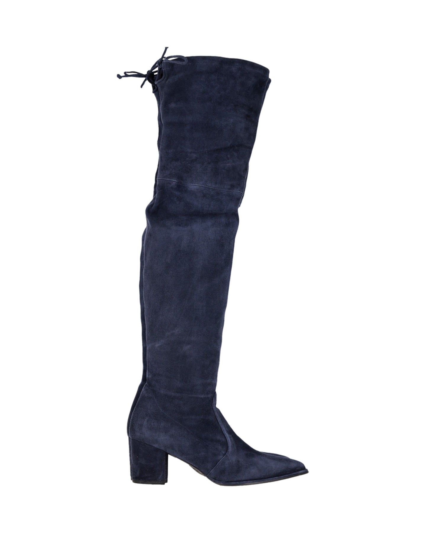 Stuart Weitzman Tieland Kniestiefel aus marineblauem Wildleder