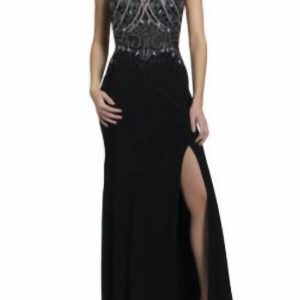 Abendkleid mit Perlen in Schwarz