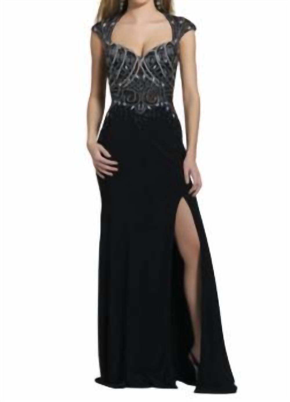 Abendkleid mit Perlen in Schwarz