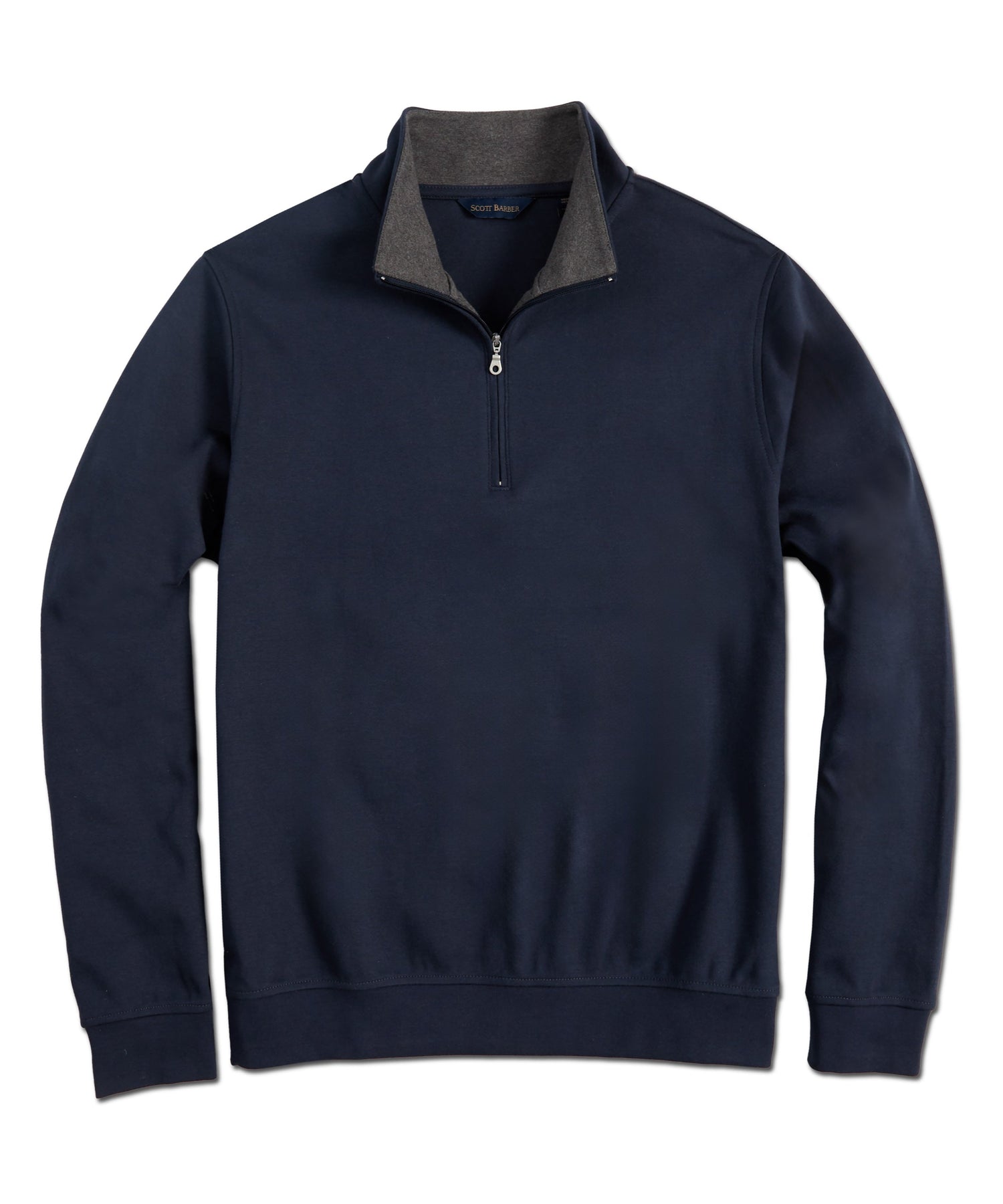 Pima Interlock Zip Mock, Mitternacht
