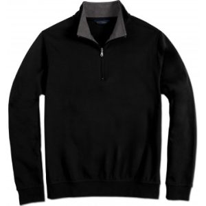 Pima Interlock Zip Mock, schwarz