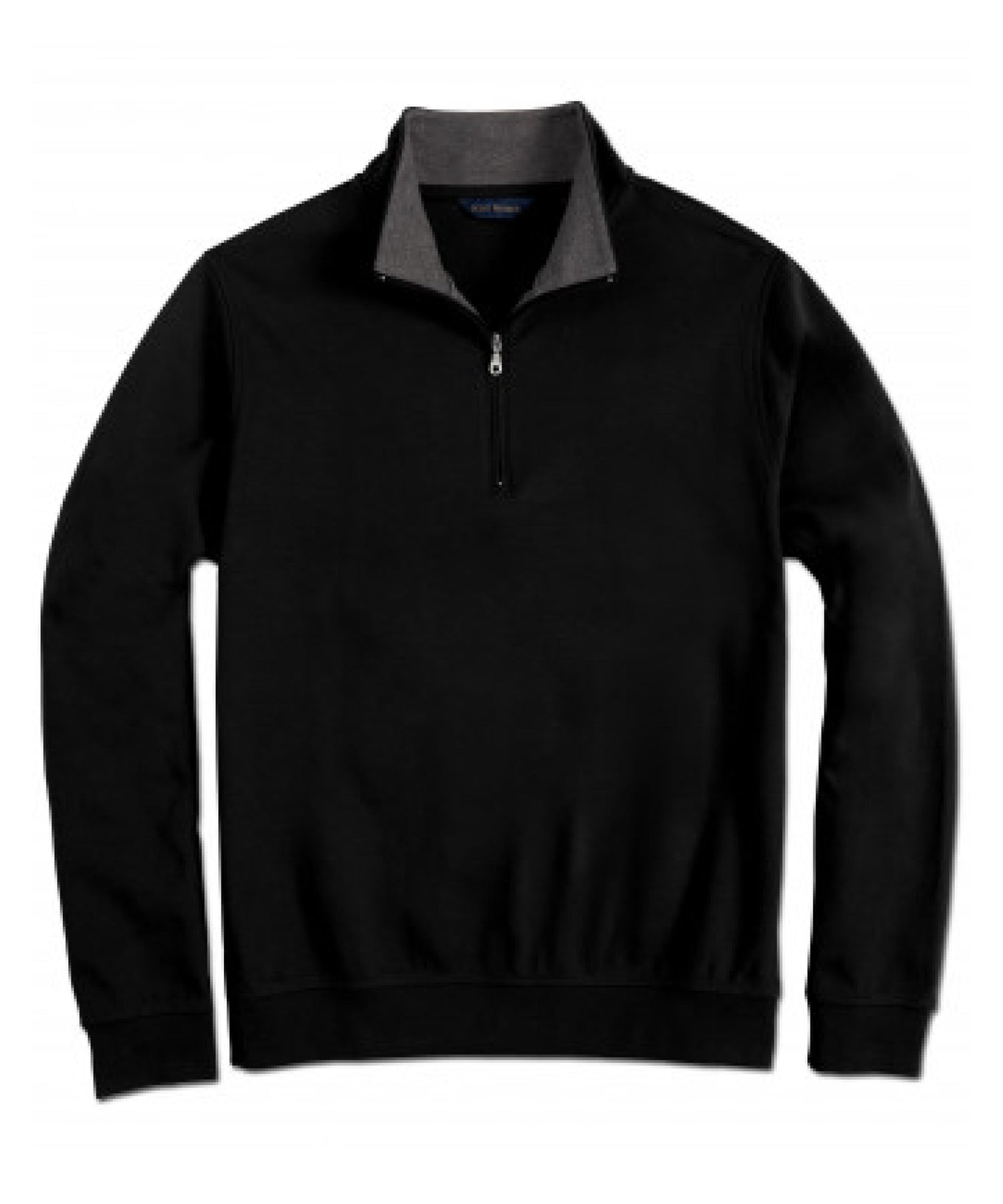 Pima Interlock Zip Mock, schwarz