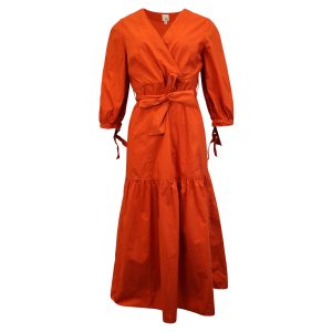Iris & Ink Alexis Wrap-Effect Maxikleid aus orange Baumwolle 7748690739260