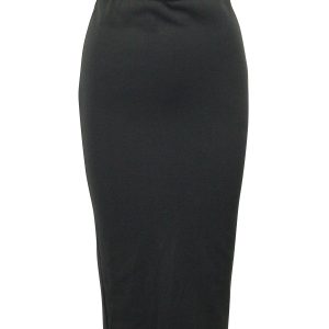 Alexander Wang Logo Waistband mit hohem Bund Bleistiftrock aus schwarzem Polyamid