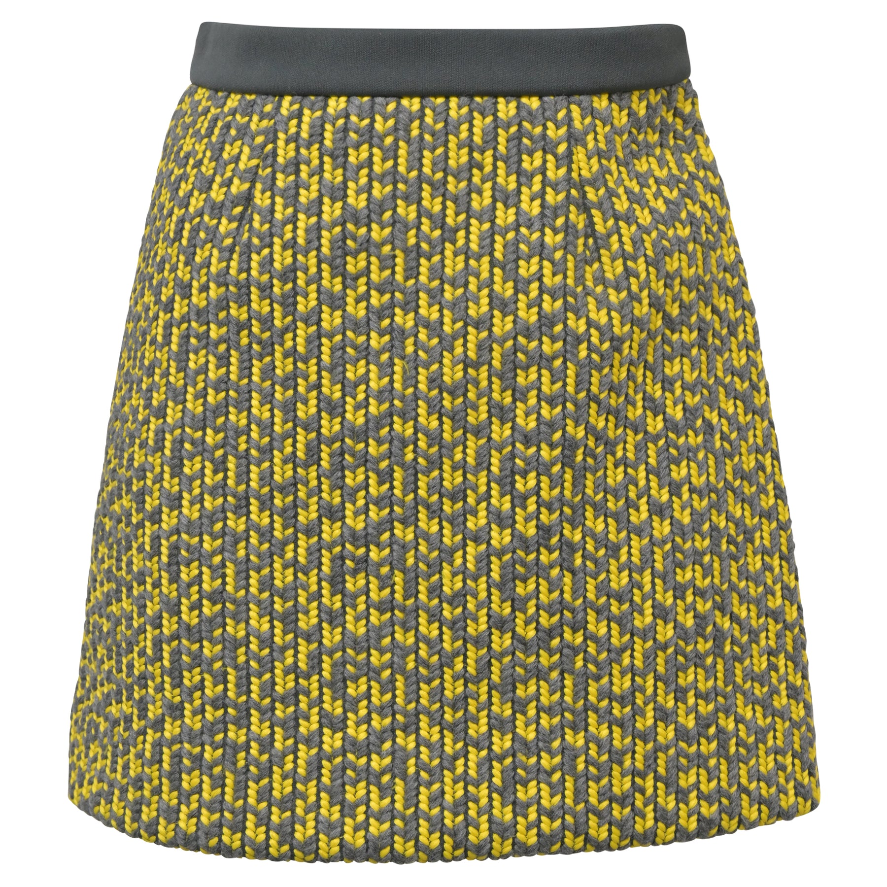 Balenciaga A-Linie Strick Minirock aus gelbem Polyester