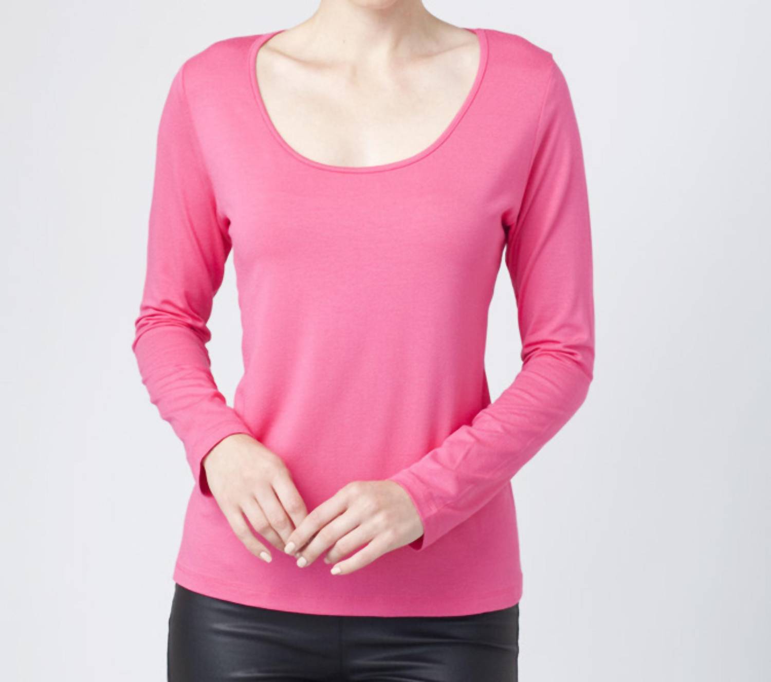 Lange Ärmel Scoop Top in Rose