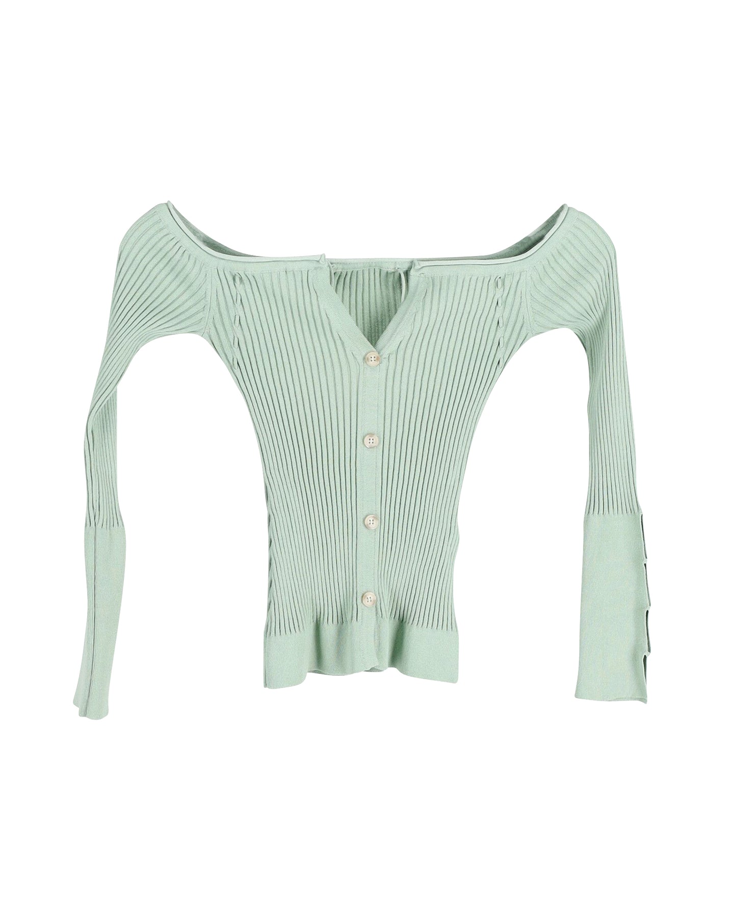 Jacquemus Tordu – Strickjacke mit Rippenmuster in grüner Viskose