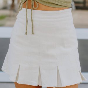 Beste in der Klasse Corduroy Tennisrock in Creme