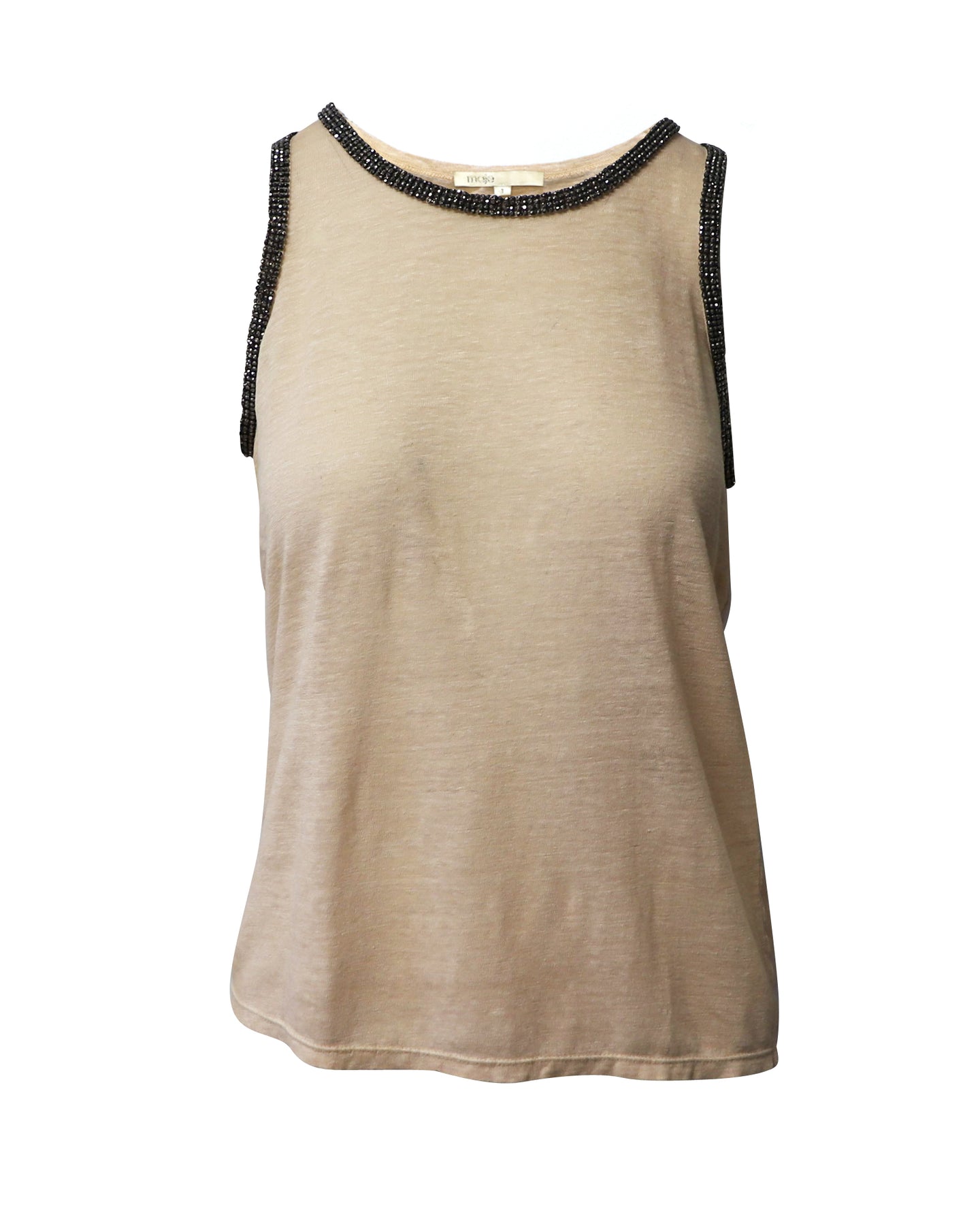 Maje Top Top Juwel Ausschnitt in Beige Leinen