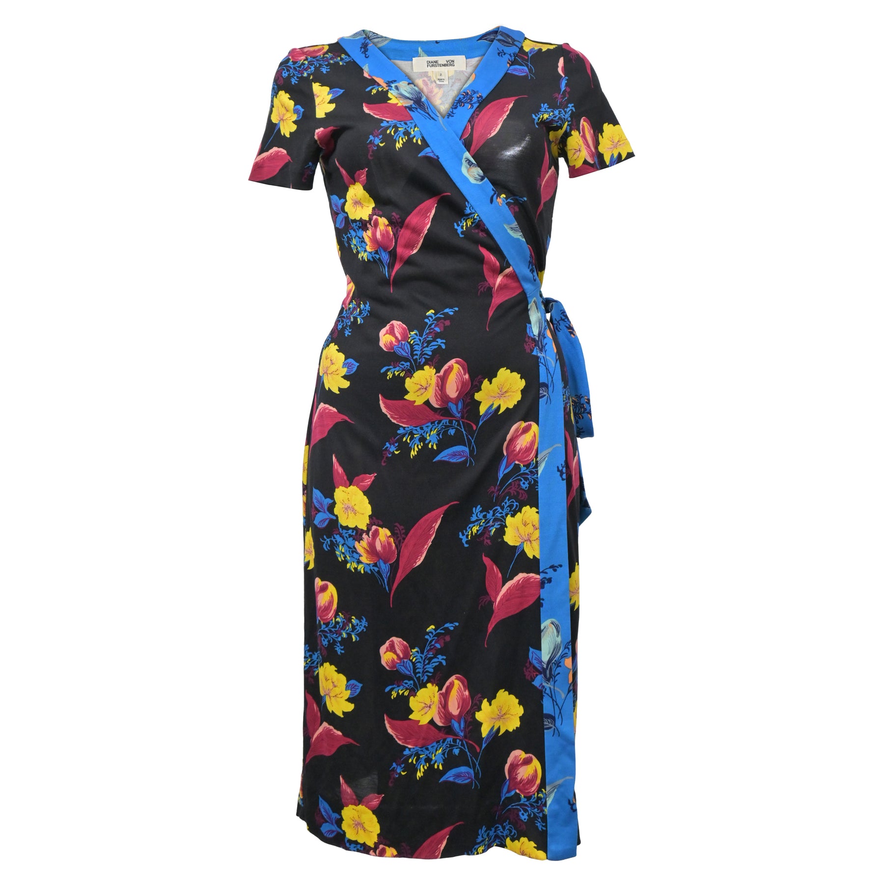 Diane Von Furstenberg Kleid mit Blumenprint aus schwarzem Polyester