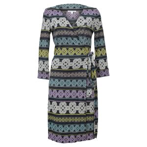 Diane Von Furstenberg Knot Print Wrap Kleid aus mehrfarbiger Viskose 7748683759676