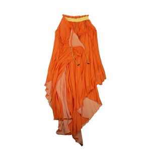 Pleated Drawstring Kleid – orange