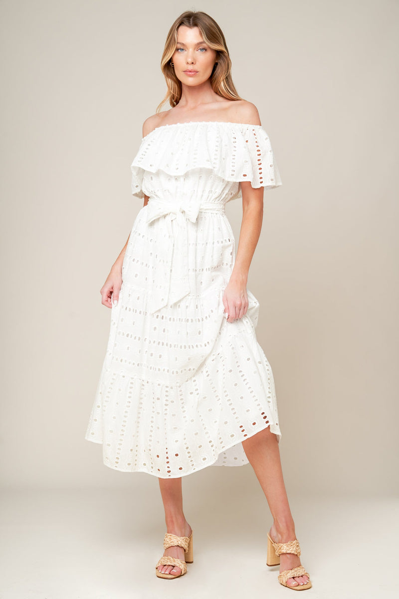 VERFÜGBARKEIT FÜR MEINEN BREATH EYELET MIDI Kleid