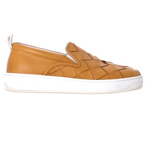 Bottega Veneta gewebte zum Hineinschlüpfen Sneakers aus braunem Leder 7748697260092