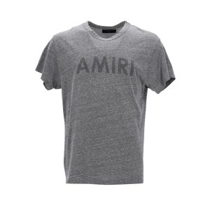 Amiri Logo T-Shirt aus grauer Baumwolle