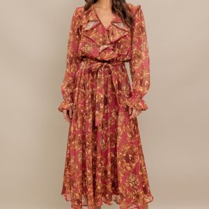 AUTUMN SONATA Gewebtes Midikleid