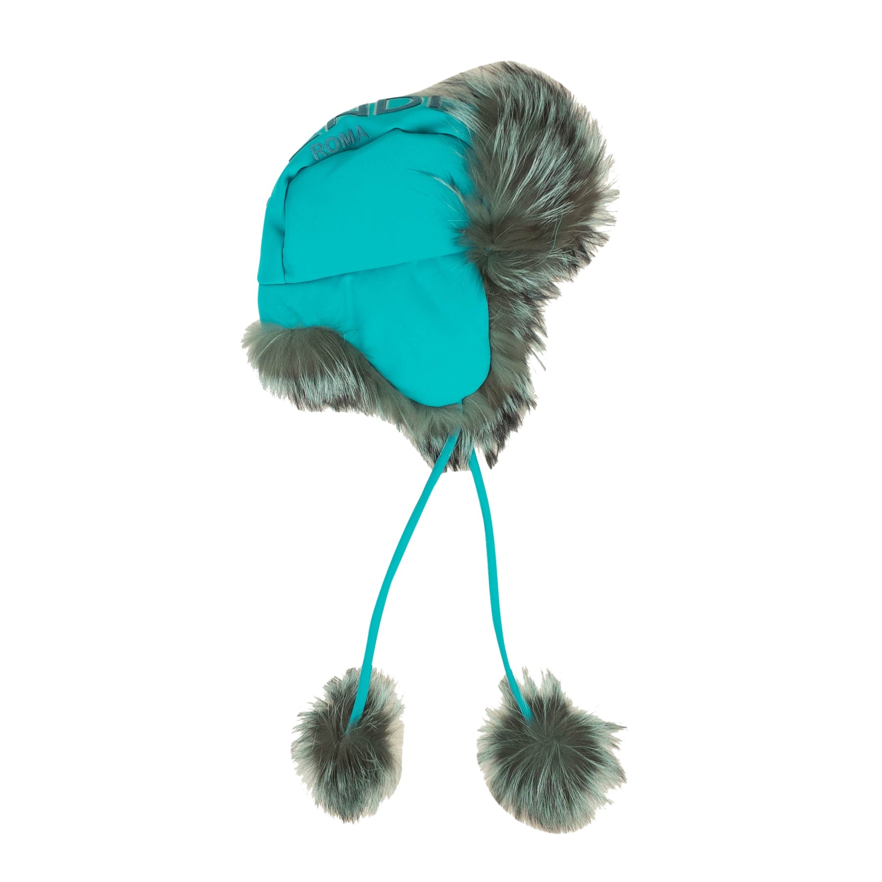Fendi Aviator Winter-Fuchspelzmütze – Blau