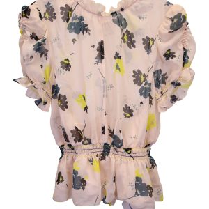 Self-Portrait geraffte florale Druckplatte aus rosa Polyester 7748692738108