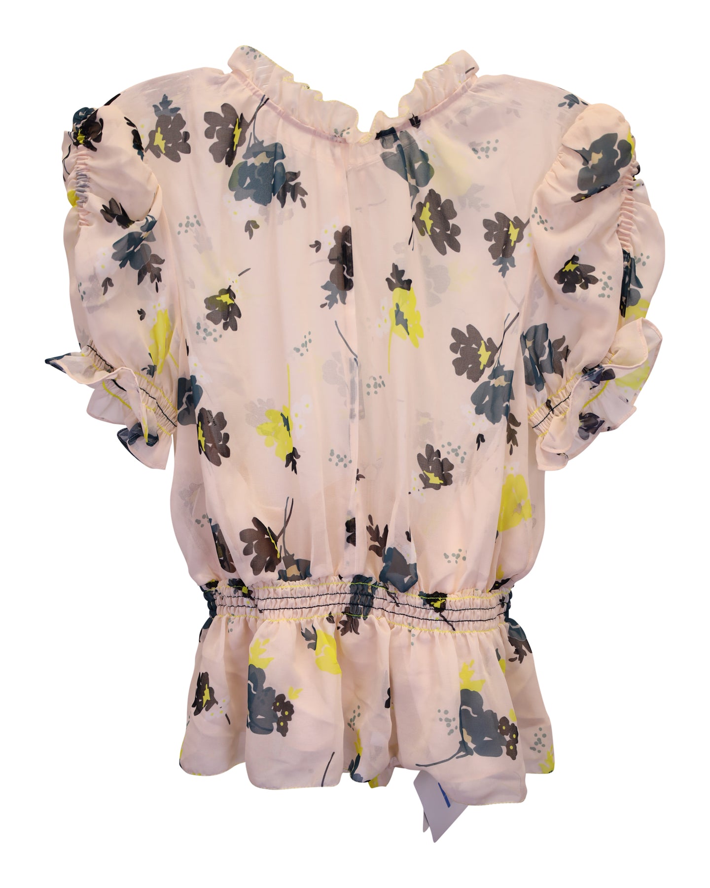 Self-Portrait Top aus rosafarbenem Polyester mit Blumenmuster