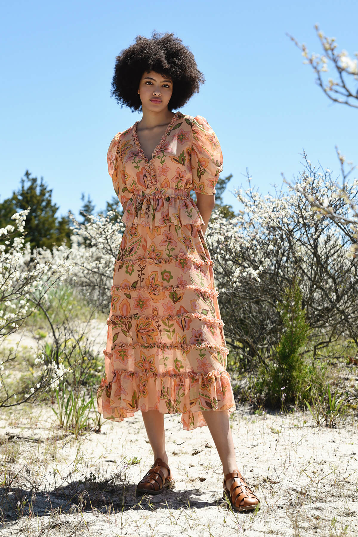 Gold Garten Metallic Midikleid