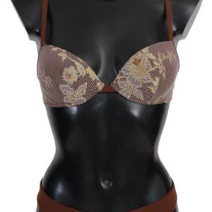 Rosa MEMORIES Spitze Beachwear Zweiteiliger Bikini Damen Badeanzug
